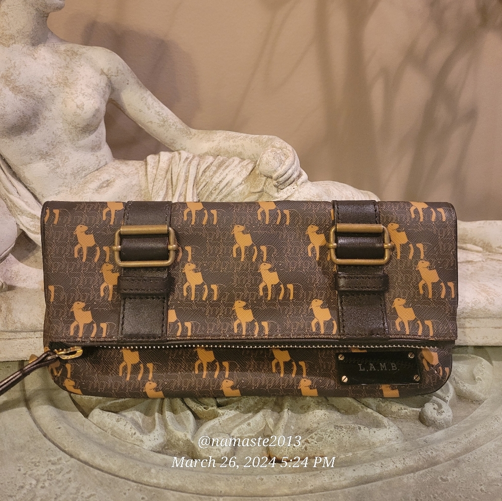 L.A.M.B. Gwen Stefani Multi Patern Fold Over Clutch Designer Luxury Celeb  #747